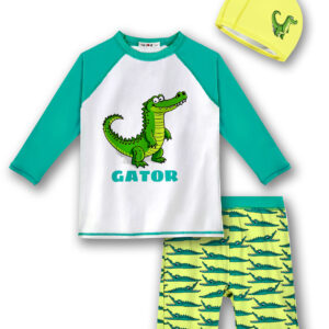 Toddler Bathing Suit Boy 3-Pieces Swimsuit Set Big Boy Swimwear with Hat UPF 50+ Rash Guards