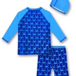 Toddler Bathing Suit Boy 3-Pieces Swimsuit Set Big Boy Swimwear with Hat UPF 50+ Rash Guards