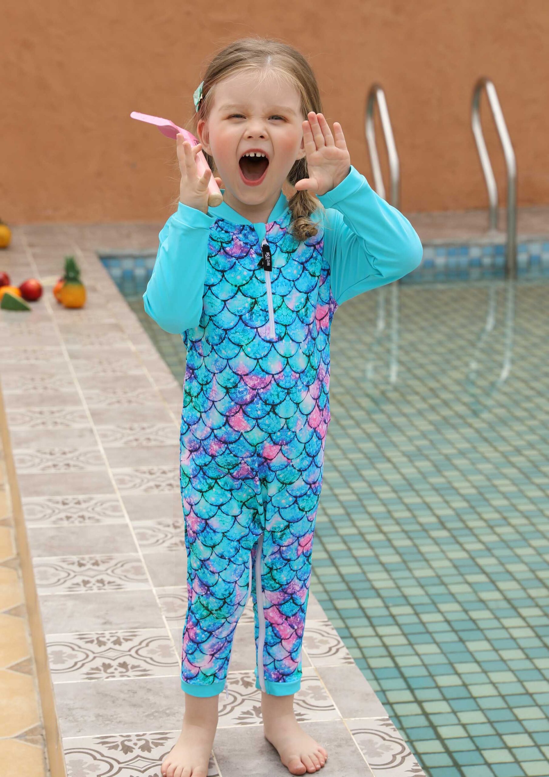 Baby Girl Swimsuit Toddler Rashguard With Hat UPF 50+ Infant Bathing Suit Crotch Zipper Easy Diapper Change - Image 3