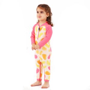 Toddler Girl Rash Guard Set Long Sleeve Baby Swimsuit Crotch Zipper UPF 50+ Bathing Suit Easy Diaper Changes