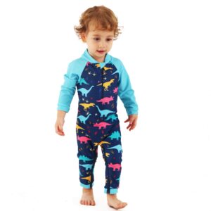 Toddler Boy Rash Guard Set Long Sleeve Baby Swimsuit Crotch Zipper UPF 50+ Bathing Suit Easy Diaper Changes