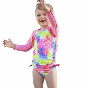 Little Girls Swimsuits Two Pieces Swimwears Rash Guard Set Long Sleeve UPF50+ Summer Bathing Suit