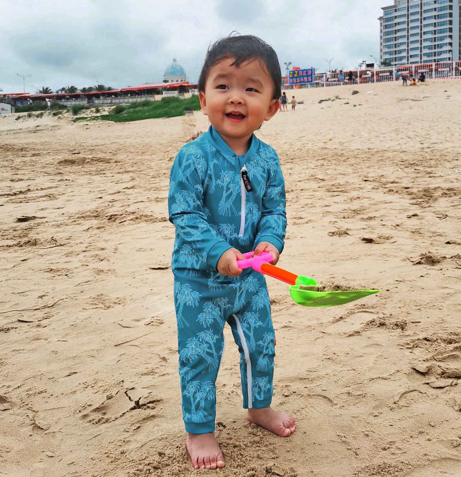 Toddler Boy Rash Guard Set Long Sleeve Baby Swimsuit Crotch Zipper UPF 50+ Bathing Suit Easy Diaper Changes - Image 5