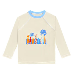 Eco-Friendly Recycled Fabric Boys UPF 50+ Swim Shirt Long Sleeve UV Rash Guard Youth Kids SPF Water Shirts for Beach Surf Tee