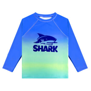 Eco-Friendly Recycled Fabric Boys UPF 50+ Swim Shirt Long Sleeve UV Rash Guard Youth Kids SPF Water Shirts for Beach Surf Tee