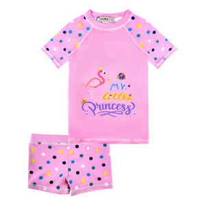 Girls Two Pieces Swimsuit UPF 50+ Rash Guard Set Kids Beach Swimwear Square Shorts