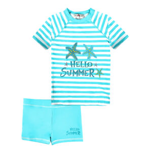 Girls Two Pieces Swimsuit UPF 50+ Rash Guard Set Kids Beach Swimwear Square Shorts
