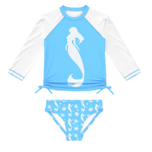 Little Girls Swimsuits Two Pieces Swimwear Rash Guard Set Long Sleeve UPF50+ Knot Bathing Suit weVSwe