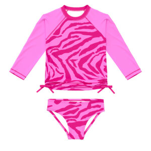 Little Girls Swimsuits Two Pieces Swimwear Rash Guard Set Long Sleeve UPF50+ Knot Bathing Suit weVSwe